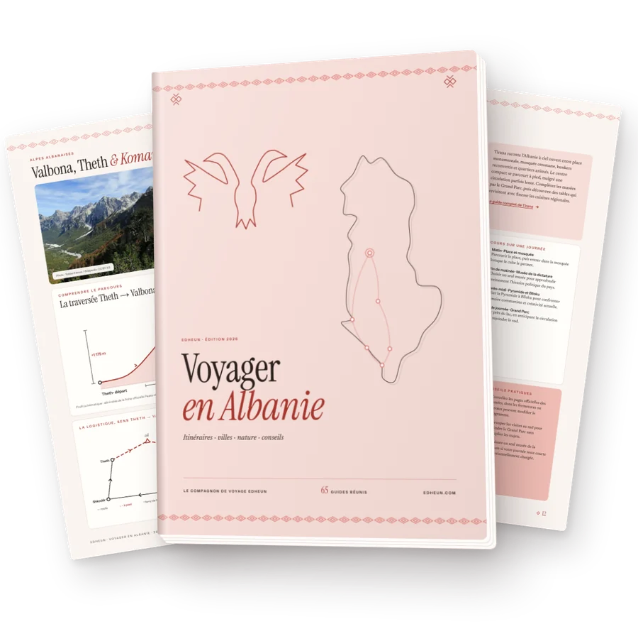 Aperçu du guide Edheun 2026, couverture « Voyager en Albanie »